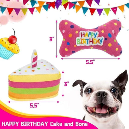 BINGPET Dog Birthday Bandana Set with Cake and Balloon,Dog Birthday Party Supplies for Boys and Girls,Puppy Chew Toys Gift for Large and Extra Large Dogs Pets - Pink