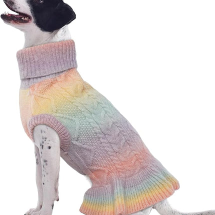 QBLEEV Dog Sweater Dress, Dog Christmas Sweaters for Medium Dogs, Puppy Sweaters Soft Pet Sweaters Warm Winter Fall Dog Sweaters Vest Custom Turtleneck Holiday Doggie Sweaters for Dogs Girls Boys L