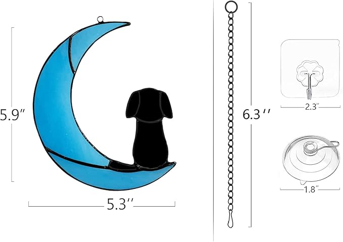 Stained Glass Dog Memorial Gifts, Dog Sympathy Gifts for Dog Lovers, Suncather for Window Hanging,in Memory of Dog Passing Away Gifts,Loss of Dog Sympathy Gift.