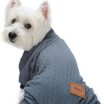 Fitwarm Turtleneck Knitted Dog Sweaters Winter Outfits Pet Coats Cat Clothes Blue XXL