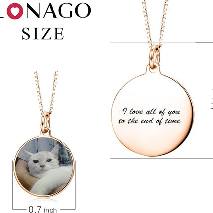 LONAGO Full Color Photo Picture Personalized Necklace Custom Etched Dog Tag Image Pendant with Message Name