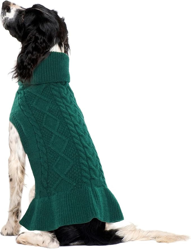 QBLEEV Dog Dress, Medium Puppy Sweaters - Warm, Soft Turtleneck Custom Holiday Sweaters for Dogs, Girls & Boys
