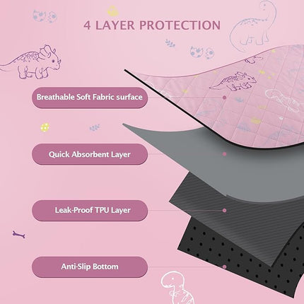 IEUUMLER Washable Pee Pads for Dogs Extra Large 71" x 71", 1 Pack Non-Slip & Waterproof Whelping Pad, Reusable Puppy Potty Training Pad for Playpen EU007 (Pink Dinosaur, 71"X71"-1pcs)