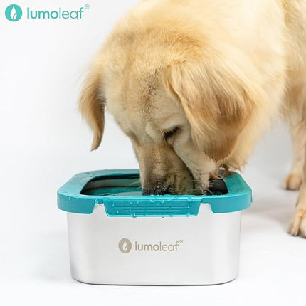 LumoLeaf 1 Gallon No Spill Dog Water Bowl, Stainless Steel Splash Proof Max Capacity Dog Water Bowl 4 Liter, Non-Slip Slow Water Feeder Dispenser with Replacement Filter, Vehicle Travel Water Bowl