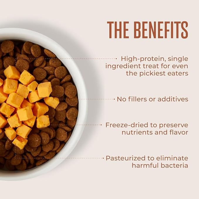 WagWell Freeze Dried Cheese Dog Treats - Grain-Free, High-Protein Pasteurized Dog Treats Made in The USA - Human-Grade, Minimally Processed & Preservatives Free