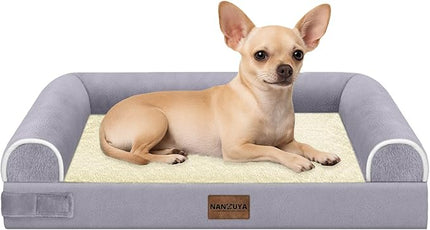 Small Dog Bed Orthopedic Washable: Beds Bolster Small Sized Dogs Bed Egg Crate Foam Couch Sofa Waterproof with Removable Cover - Purple