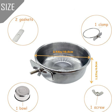 PINVNBY 6 Pieces Stainless Steel Bird Feeding Dish Cups,Parrot Feeder Parakeet Food Water Bowls with Clamp Holder & 6 Pcs Bird Spoon & 6 Pcs Birds Ball Toys for Budgies Macaw Small Animal(S)