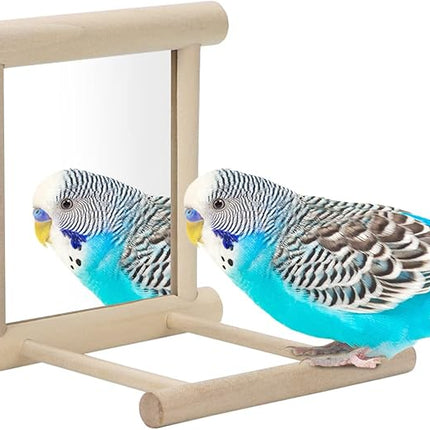 Bird Mirror with Perch Bird Toys for Parrots Budgies Parakeets Cockatiels Lovebirds Finches Canaries