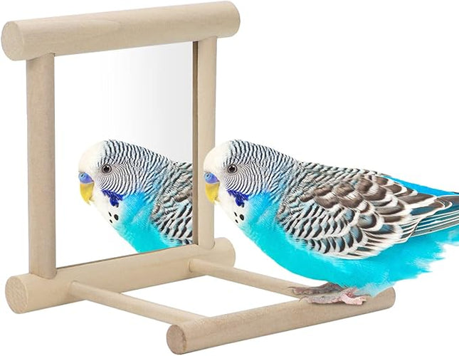 Bird Mirror with Perch Bird Toys for Parrots Budgies Parakeets Cockatiels Lovebirds Finches Canaries