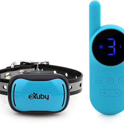 eXuby - Tiny Shock Collar for Small Dogs 5-15lbs - Smallest Collar on The Market - Sound, Vibration, & Shock - 9 Intensity Levels - Pocket-Size Remote - Long Battery Life - Water-Resistant (Teal)