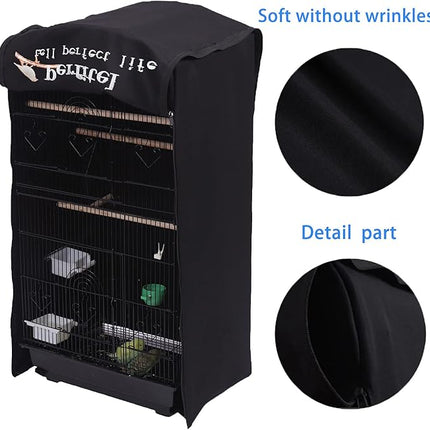 Bird Cage Cover(Black) Good Night Birdcage Cover Black-Out Birdcage Cover Durable Breathable Washable Material… (18.1Lx14.1Wx36H)