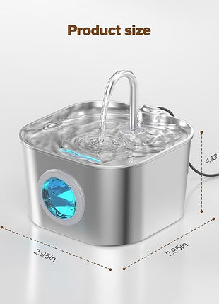 Cat Water Fountain with 10 Filters + 10 Sponges,Pet Fountains Cats Automatic Waterer Bowls for Drinking Small Dog Water Dispenser Indoor Metal Pets Water Faucet Bottle Kitty Watering Supplies