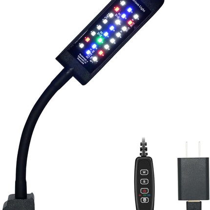VARMHUS Fish Tank Clip on Light,Aquarium lED Light,Fish Tank RGB Clamp Plant Light with Timer Dimmer (4.8W)