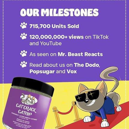 Cat Crack Catnip, Zoomie-Inducing Cat Nip Blend, North American Made & 100% Natural, Safe & Non-Addictive Catnip Treats Used to Supplement Cat Nip Toys, Spray, & Accessories (4 Cups)