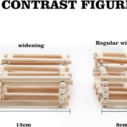 Bird Ladder Bridge, Wooden Pet Hamster Climbing & Swing Toys, Cage Accessories for Birds Rats Parrots Hamster Squirrel Sugar Gliders Parakeets Cockatiels - 20 Steps - 44.5 x 5.9 Inch