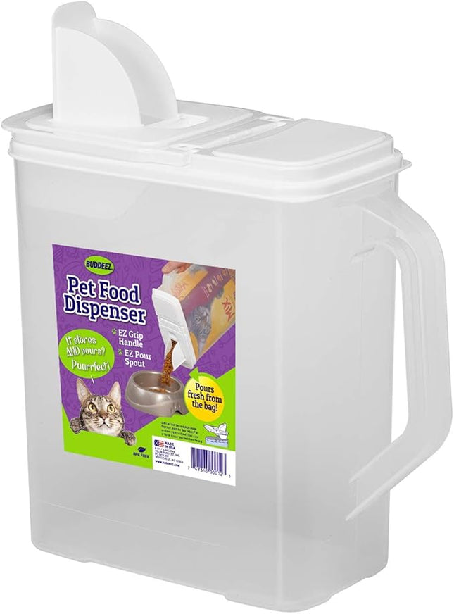 Buddeez 6-Quart Dispenser for Pet Food and Bird Seed, White, Large (01206W-BAG)