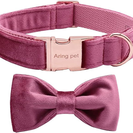 ARING PET Bowtie Dog Collar-Velvet Dog Collars with Removable Bowtie, Cute & Comfortable Dog Collar.