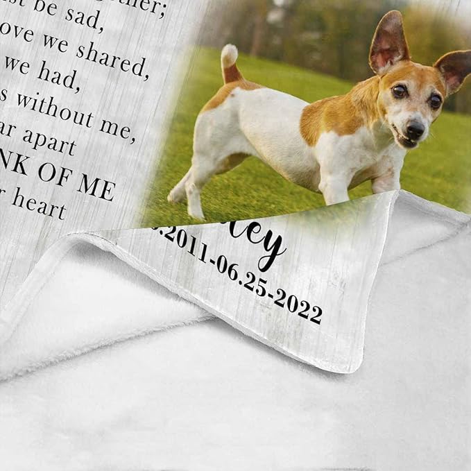 Artsadd Dog Pictures Custom Throw Blanket with Name Personalized Pet Memorial Blanket Memory Gift for Friends Sympathy Remembrance Customized Bed Throw Blanket Made in USA