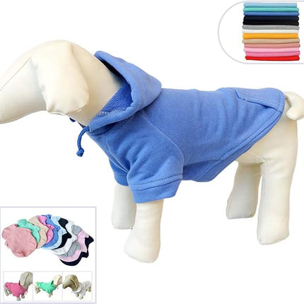 Lovelonglong Blank Basic Hoodie Sweatshirt for Dogs 100% Cotton Fits Small Medium Dachshund Large Dog Royle Blue D-S