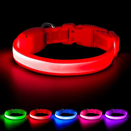 Light up Collar for Small Dog,Vizpet XS Adjustable Size Nylon Collar USB Rechargeable Bright Safety Pet Collar for Cats Small Dogs(Red, X-Small[ 8.66-11.9 inch/22cm-30cm])