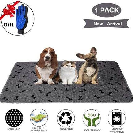 Washable Dog Pee Pads with Free Grooming Gloves,Non Slip Dog Mats with Great Urine Absorption,Reusable Puppy Pee Pads for Whelping,Potty,Training,Playpen