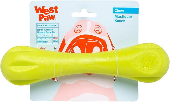 WEST PAW Zogoflex Hurley Dog Bone Chew Toy – Floatable Pet Toys for Aggressive Chewers, Catch, Fetch – Bright-Colored Bones for Dogs – Recyclable, Dishwasher-Safe, Non-Toxic, Large, Granny Smith