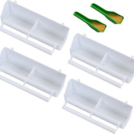 Bird Feeder/Dispenser for Cage, 4 Pack PP Material, Holds More Feeds, Double Cups Design, Perfect for Small Birds, Accessories Included