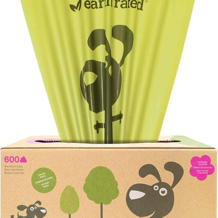 Earth Rated Dog Poop Bags, Thick Grab and Go Bulk Single Roll, Ideal for Backyard Pickups, Lavender Scented, 600 Bags