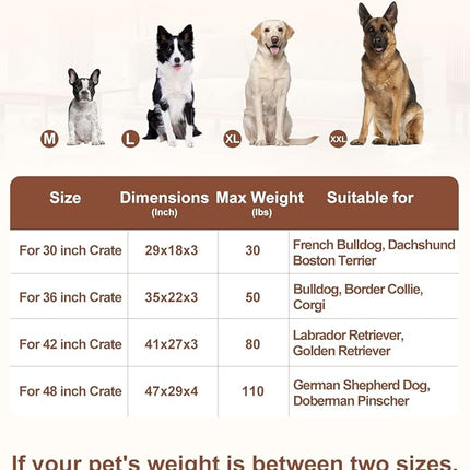 KSIIA Dog Crate Bed Waterproof Extra Large Dog Bed Soft Rose Velvet Supportive Kennel Pad Egg Crate Foam with Removable Washable Cover & Non-Slip Bottom, 47 x 29 Inch, Black