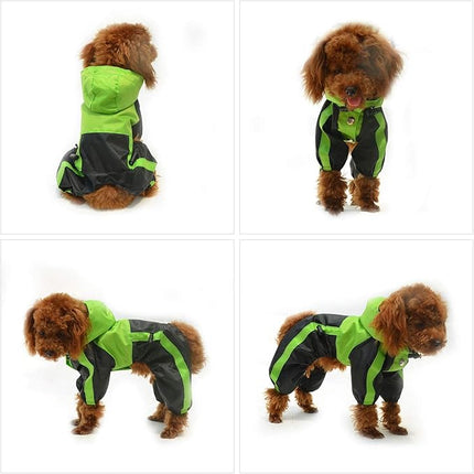 Lovelonglong Dog Hooded Raincoat, Small Dog Rain Jacket Poncho Waterproof Clothes with Hood Breathable 4 Feet Four Legs Rain Coats for Small Dogs Green XL