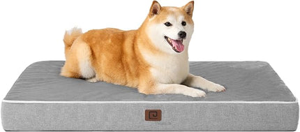 EHEYCIGA Waterproof Dog Bed Orthopedic 35"x23", Memory Foam Pet Bed for Larged Size Dogs, Washable Pet Mat with Removable Cover, Grey