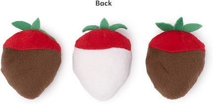 ZippyPaws Multi-Pack - Dog Squeaky Toys to Keep Them Busy, Funny Food Plush for Small & Medium Dogs, Cute Stuffed Puppy Toy, Pet Products, Dog Gift for Valentine's Day - Chocolate Covered Strawberries