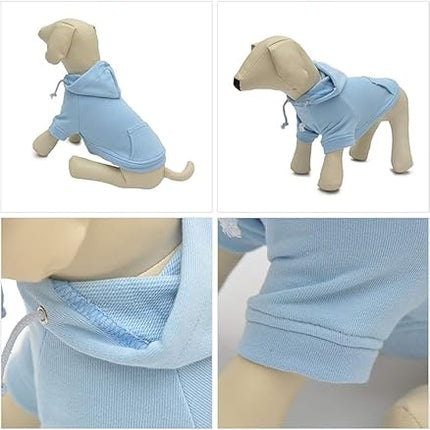 Lovelonglong Blank Basic Hoodie Sweatshirt for Dogs 100% Cotton Fits Small Medium Dachshund Large Dog Sky-Blue S