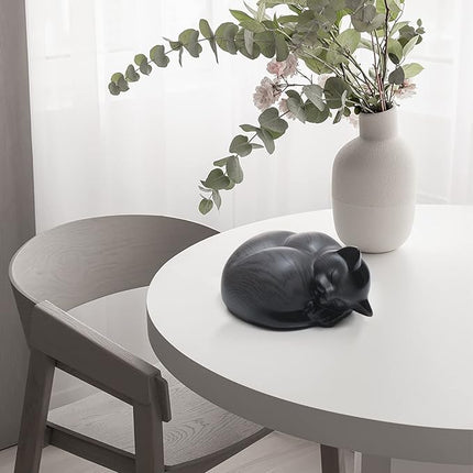 Pet Urns,Sleeping Resin Cremation Cat Urn, Cat Urns for Ashes, Small Animal Urn（Gray）…