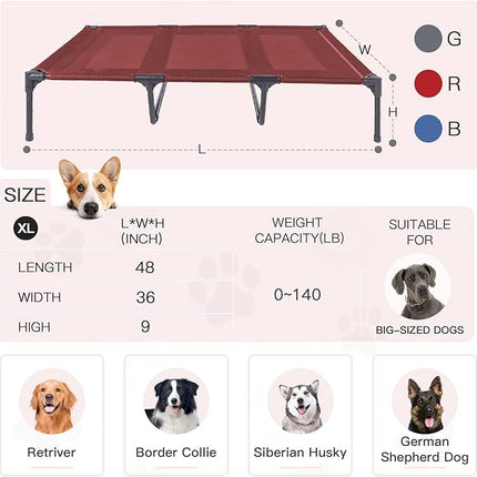 SUDDUS Elevated Dog Bed Waterproof Outdoor, Portable Raised Dog Bed, Dog Bed Off the Floor, Dog Bed Easy Clean Indoor or Outdoor Use, Medium, Red