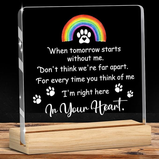 Pet Memorial Gifts,Rainbow Bridge Dog Memorial Gifts， Sympathy Gift for Loss of Dog Cat, Pet Memorial Acrylic Rainbow Bridge Decorations Condolences Gifts for Pet Loss Remembrance Keepsake A04