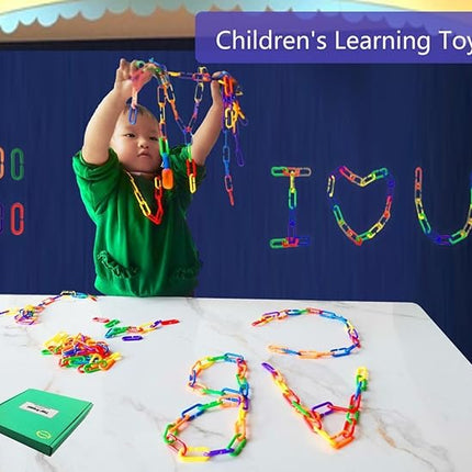 600-Piece Rainbow Plastic Chain Links & Toys - Interlocking C-Clip Bird Cage Accessories for Parakeets, Sugar Gliders, Small Pets (Climbing/Swinging Toys)