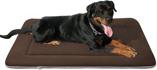 Magic Dog Large Dog Bed - Soft Crate Pad, 42 Inch Machine Washable Pet Bed Kennel Pad with Non-Slip Bottom, Dark Coffee