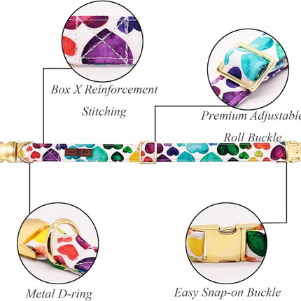 Lionet Paws Valentine's Day Dog Collar with Bowtie, Soft and Comfortable, Adjustable Collar for Large Dogs, Neck 16-24 inches