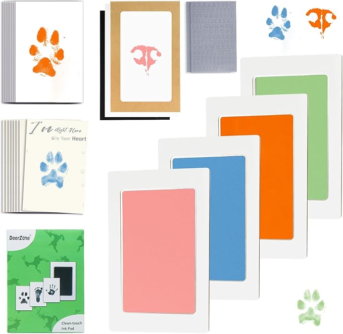 Inkless Paw Print Kit,Dog Paw Print Kit,Dog Nose Print Kit,Clean Touch Ink Pads and Imprint Cards,Pet Paw Print Impression Kit for Dogs Cats Footprint Keepsake
