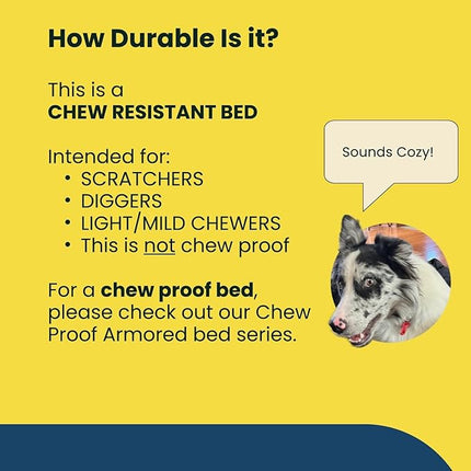 K9 Ballistics Tough Rectangle Pillow Dog Bed - Removable Cover, Washable, Durable & Water Resistant Dog Bed - X-Large, Titanium Premium Finish