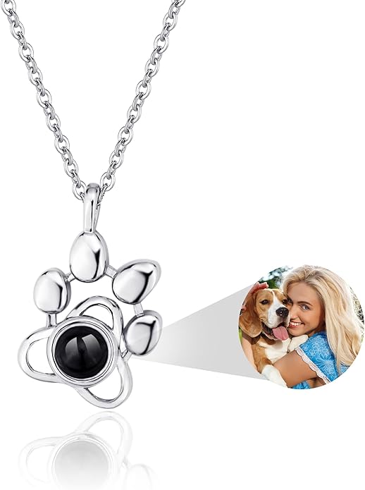 Easycosy Personalized Picture Necklace Projection Necklace with Photo Inside - Custom Photo Heart Pendant Necklace - Photo Gifts Valentines Birthday Love Memorial Gifts for Girlfriend Wife Women