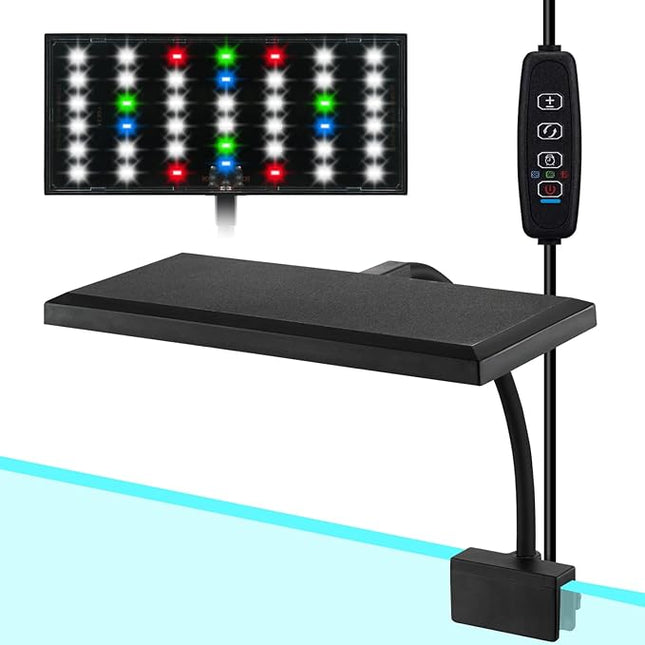 DOMICA Clip On Aquarium Light with Timer for 3 to 8 Gal Fish Tank (Dimmable Full Spectrum LED) USB Moving Lamp for Open Terrarium (Adapter NOT Included), Black, DM-USBLIGHT+T02