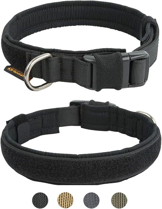 EXCELLENT ELITE SPANKER Tactical Small Puppy Dog Collar Nylon Adjustable Heavy Duty Military for Small Medium and Large Dogs Pet Soft Padded Dog Collar(BLK-M)
