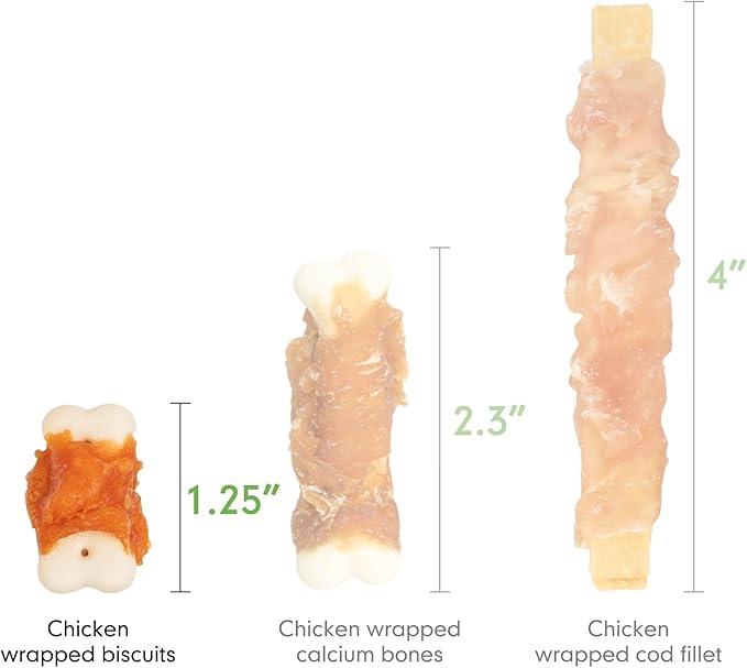 MON2SUN Dog Treats, Mini Chicken Wrapped Biscuits with Added Vitamins, Healthy Training Snacks for Small Medium and Large Dogs, 21.16oz