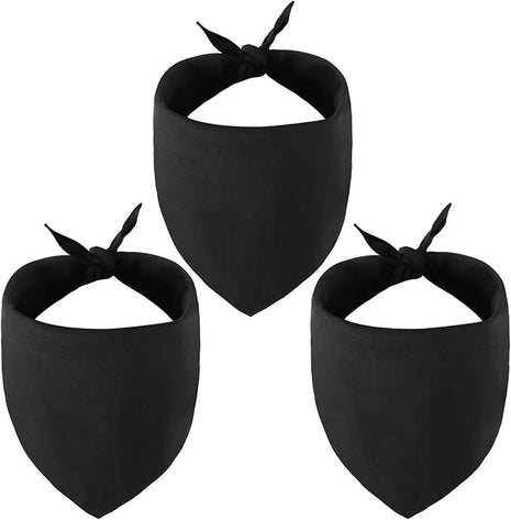 Blank Dog Bandanas Medium-3PCS, DIY Solid Black Triangle Scarf Premium Cotton Handkerchief or Bib, Personalized Design Birthday/Party Fun Idea Gift for Large Medium Pets