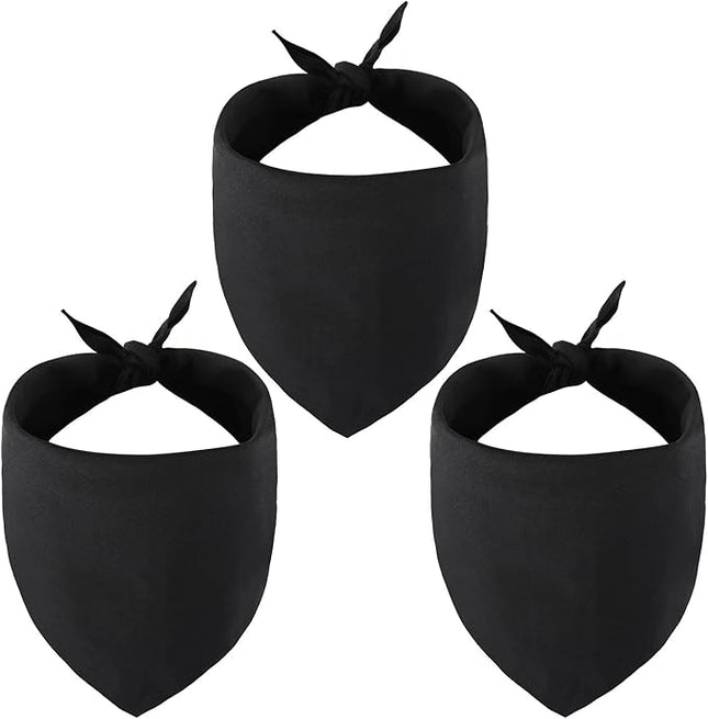 Blank Dog Bandanas Medium-3PCS, DIY Solid Black Triangle Scarf Premium Cotton Handkerchief or Bib, Personalized Design Birthday/Party Fun Idea Gift for Large Medium Pets