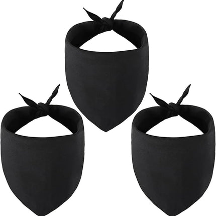 Blank Dog Bandanas Small -3PCS, DIY Solid Black Triangle Scarf Premium Cotton Handkerchief or Bib, Personalized Design Birthday/Party Fun Idea Gift for S&XS Pets