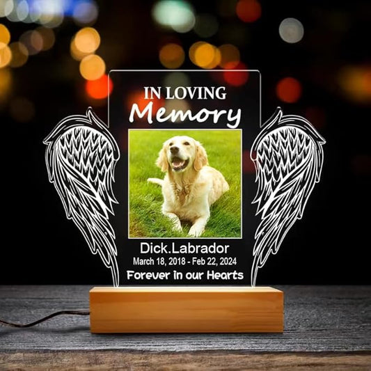 Pet Memorial Gifts for Dogs, Personalized Pet Memorial Night Lights, Dog Memorial Gifts for Loss of Dog, Loss of Dog Sympathy Gift, Dog Bereavement Remembrance Picture Frame