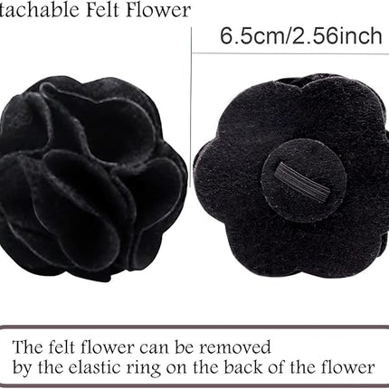 ARING PET Velvet Dog Collars, Black Soft Pet Collar with Detachable Felt Flower Metal Buckle for Puppy Small Medium Large Boy Girl Dogs-S